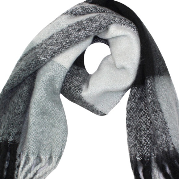 Oversize Scarf Black Gray Michael Stars Brush Hour - Picture 6 of 8